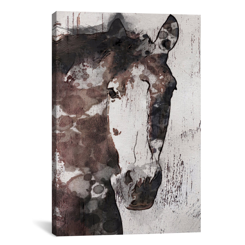 Superbe cheval iv, impression sur toile tendue, H 24 po x l 16 po x P 1 po, Papier d'art encadré noir, Blanc