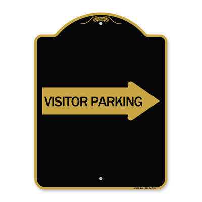 Signmission Designer Series Sign - Visitor Parking (With Right Arrow) | Black & Gold 18" X 24" Heavy-Gauge Aluminum Architectural Sign | Protect Your Business & Municipality | Made In The USA