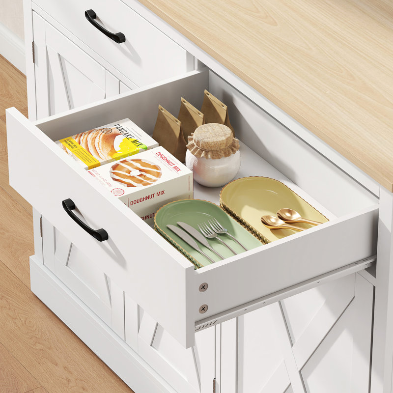 69 po, armoire de cuisine avec station de charge, blanc