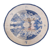 Antique Artistic Chinese Soft Blue Color Wool Pile Round Peking Rug