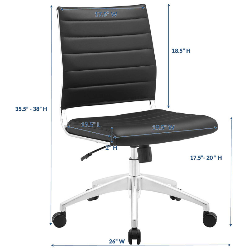 Black Vinyl Armless Midback Swivel Office Chair