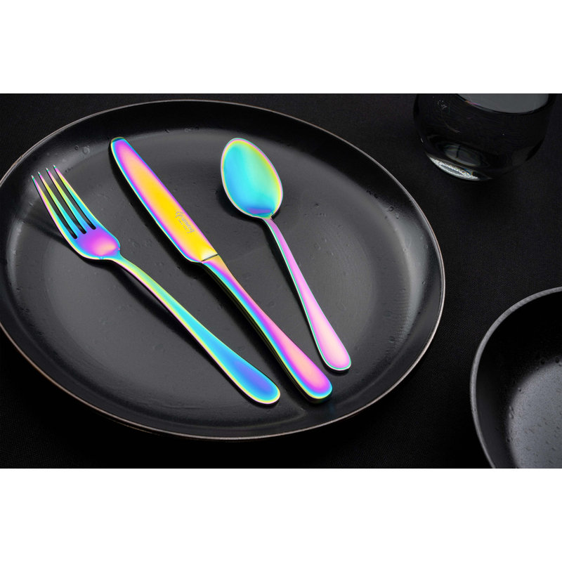 Grunwerg Cutlery 16 Piece Windsor Coloured, Rainbow, 18/10 Stainless Steel Cutlery Set, Service for 4