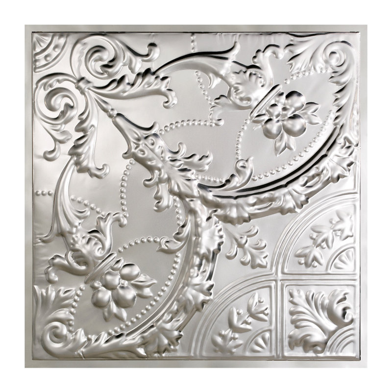 Dalle de plafond 2 pi x 2 pi en étain Great Lakes Saginaw (paquet de 5), Argent