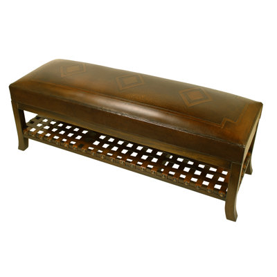 Banc de rangement en cuir véritable