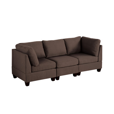Modulaire - 3 pièces en café noir, opulence de tissu semblable au lin, structure en bois, fonctionnalité de café, chaises,