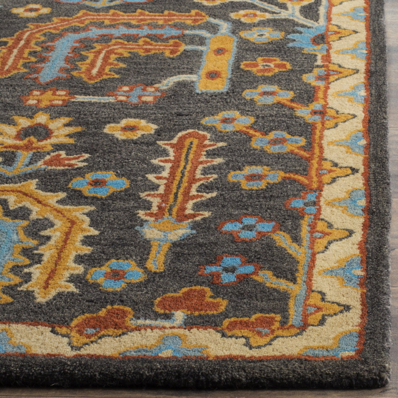 Tapis gris anthracite en laine touffeté à la main Boyd, Rectangle 9 pi x 12 pi