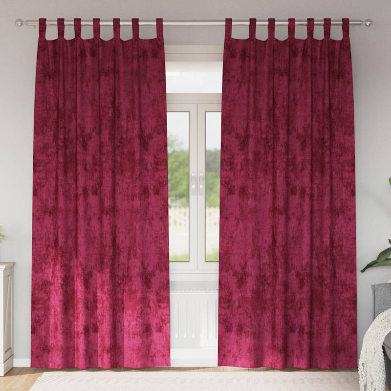 Alithia Velvet Room Darkening Curtain Pair, 140cm Width x 260cm Drop, Wine Red