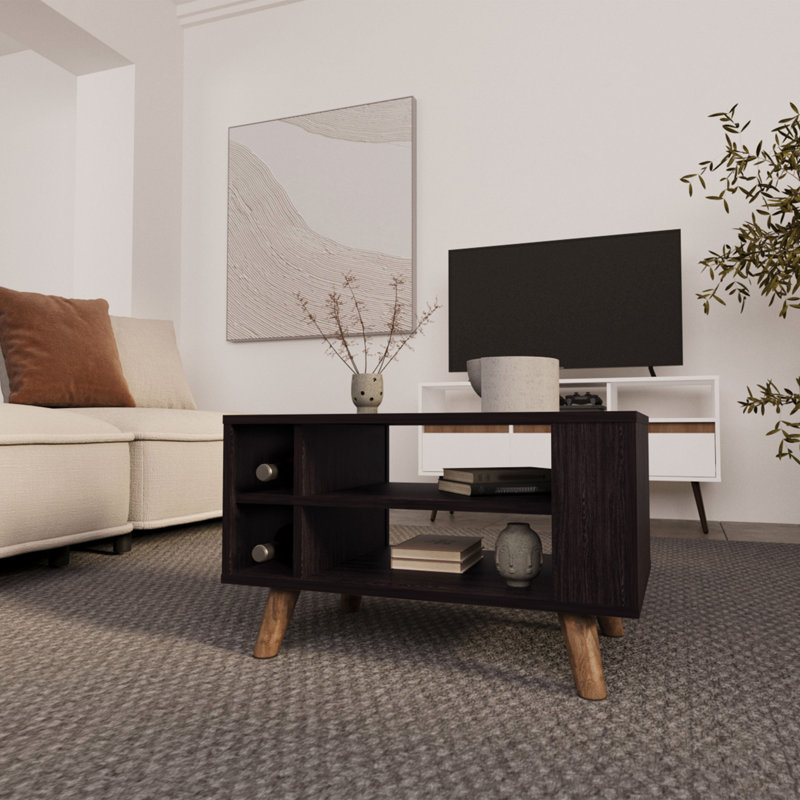 Table basse avec rangement ouvert Wengue, Noir, noir, noir, noir, Brun