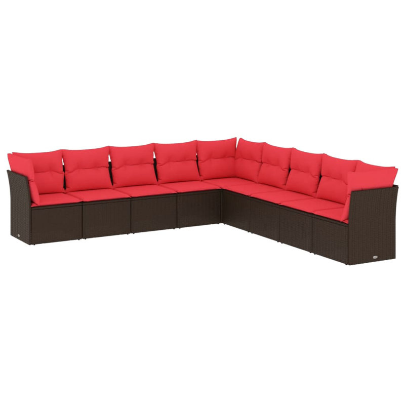Vidaxl 9 Piece Garden Sofa Set With Cushions Poly Rattan