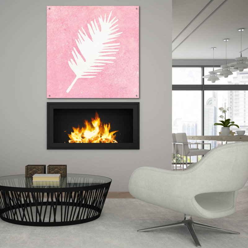 «Tropical Fun Palms Silhouette I» par Courtney Prahl, art mural en verre acrylique, H 36 po x l 36 po x P 0,2 po