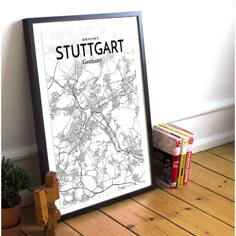 Stuttgart City Map - No Frame Print, 43.2cm H x 27.9cm W x 0.13cm D