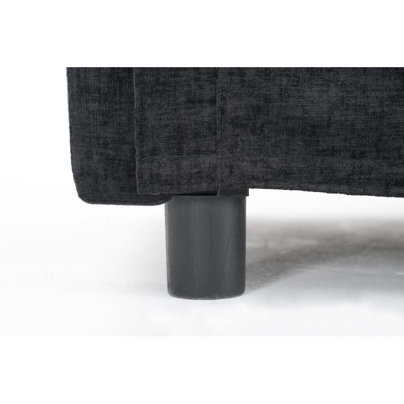 Fauteuil d'appoint avec repose-pieds en chenille moderne de 39,4 po Iris, Black