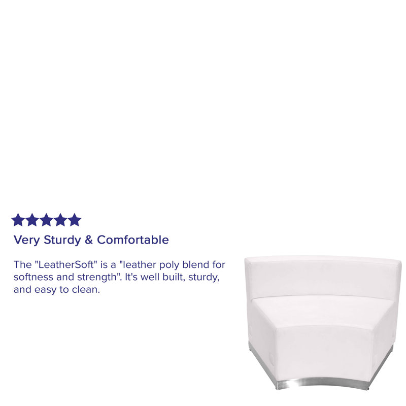 Avalon Melrose White LeatherSoft Concave Chair with Stainless Steel Base