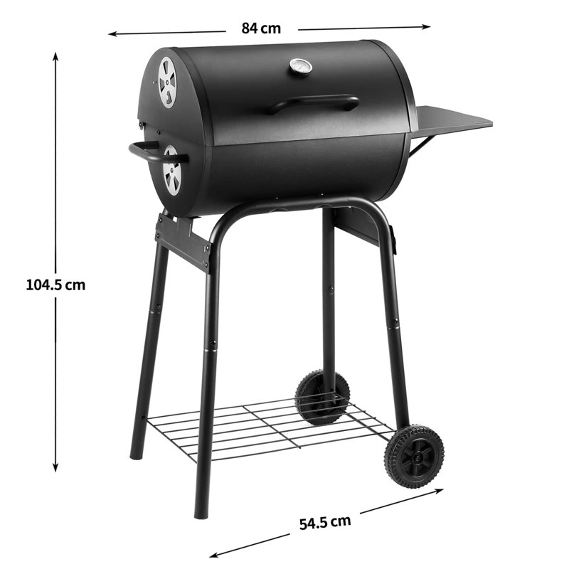 Ebern Designs 84cm W Barrel Charcoal Grill