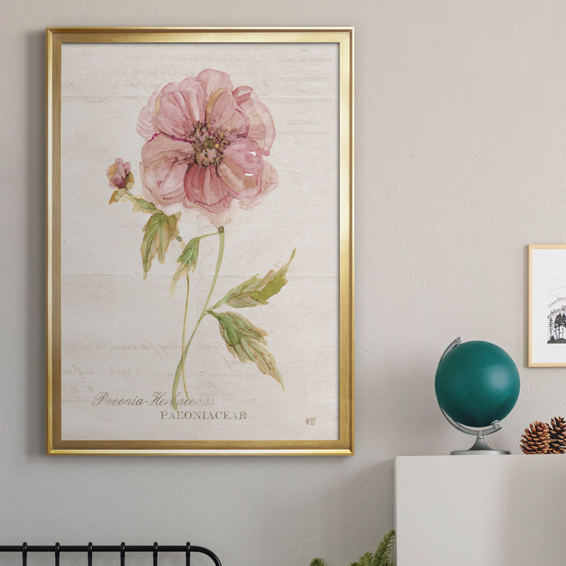 Soft Peony - peinture sur toile encadrée, Or, H 30,5 po x l 42,5 po x P 1,5 po