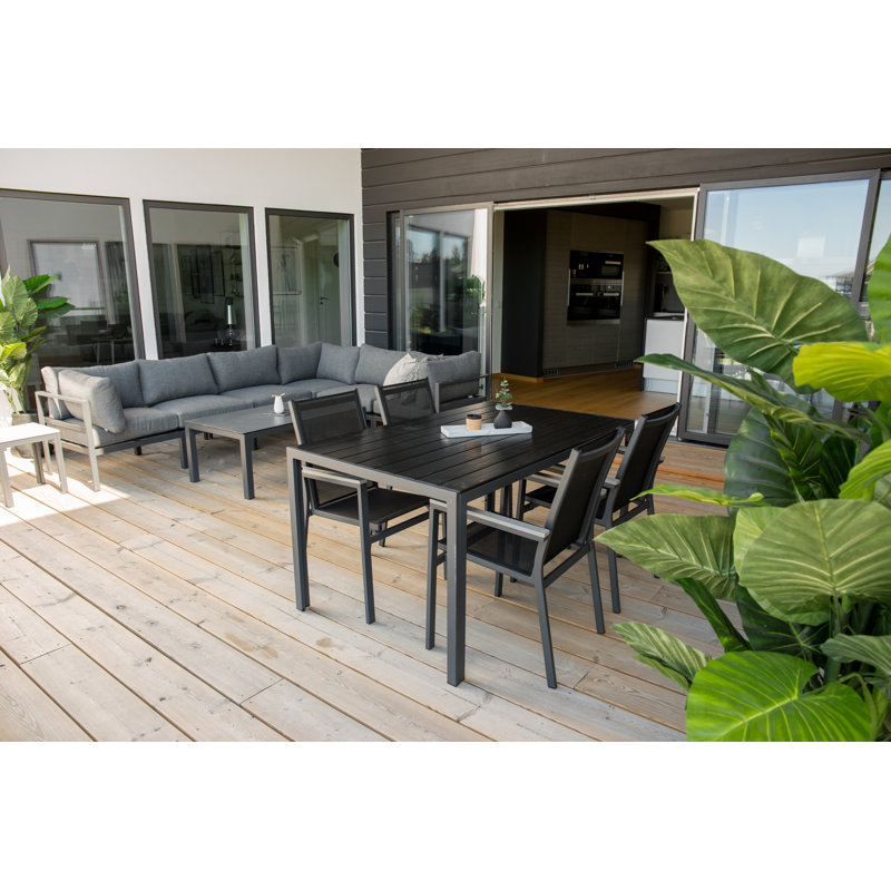 Hiran 4 - Person Patio Dining Set with Rectangular Table, Black