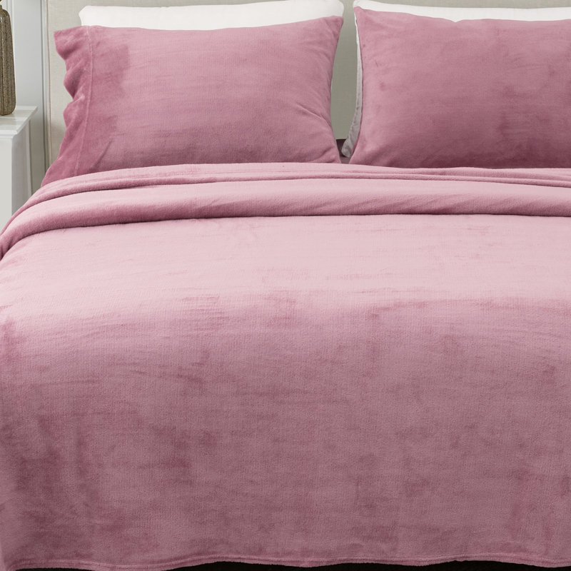 Queen Rose Velvet Plush Microfiber Deep Pocket Sheet Set