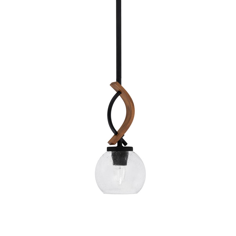 Mini-luminaire suspendu avec tige Hallmann avec verre de 5,75 po, H 11,75 po x l 5,75 po x P 5,75 po, Bulle transparente