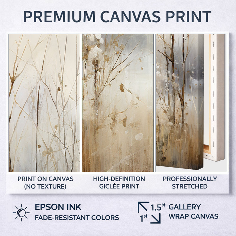 «Winter Meadow View calmness II», impressions sur toile Meadow, Argent argent, H 32 po x l 16 po, Impression encadrée