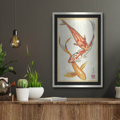  «Koi Fish 2» par Chariklia Zarris, art mural en métal, 12 po x 16 po