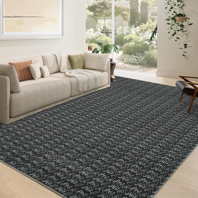 Washable 5x7 Area Rug Baby Room Contemporary Boho Non-Slip Low Pile Stain-Resistant No-Shedding Easy-Clean Modern Blue Dorm Home Office