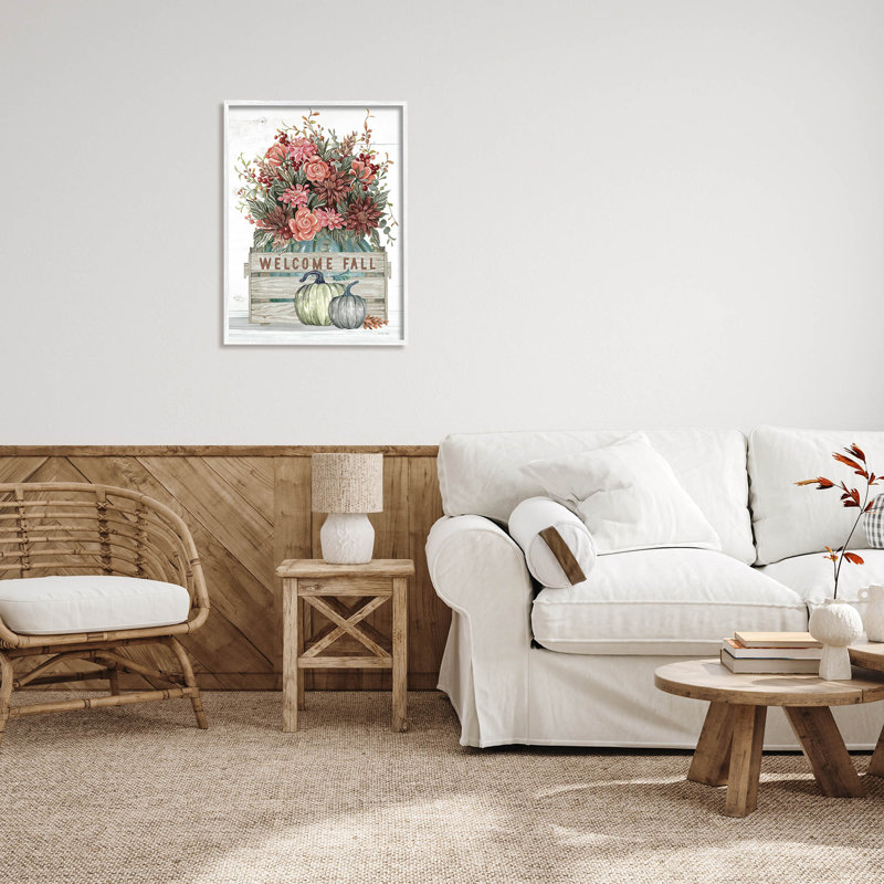 Welcome Welcome Seasonal Blooms at-150, H 30 po x l 24 po x P 1,5 po, Giclée encadrée blanc bord de mer