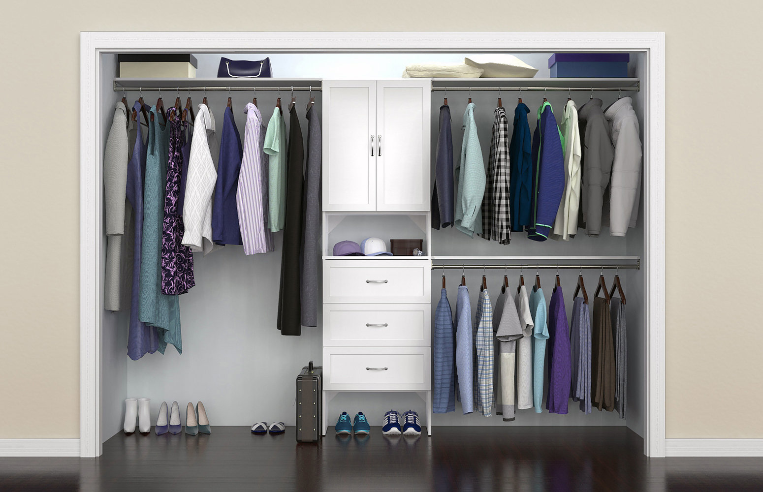 SuiteSymphony Closet System with Drawers, Pure White