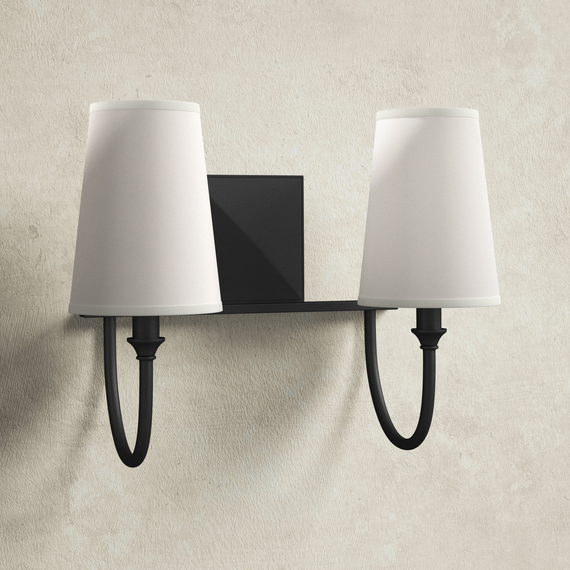 Alata 2-Light Dimmable Vanity Light, Matte Black