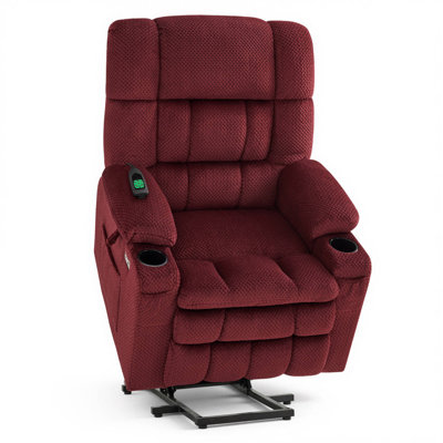 Dual Motor Power Recliner Lift Chair with Massage and Heat, Infinite Position, Fabric Upholstered