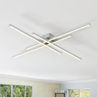 Whisman 4-Light LED Semi Flush Mount Ceiling Remote Dimmable Square Large Size