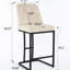 Ensemble de 2 sièges de bar beiges modernes - structure en métal à boutons pour les activités quotidiennes de 2 tabourets rembourrés avec dossier, cuisine et salle à manger-1161944614