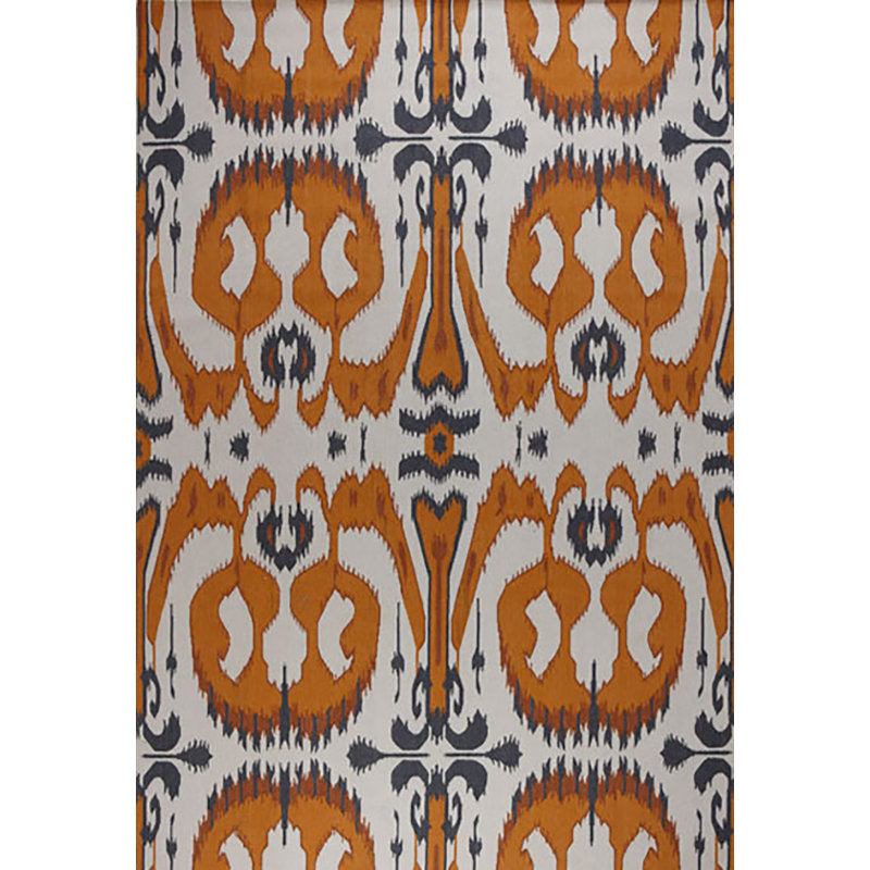 Bali Wool Ikat Area Rug in Gray/Orange/Black