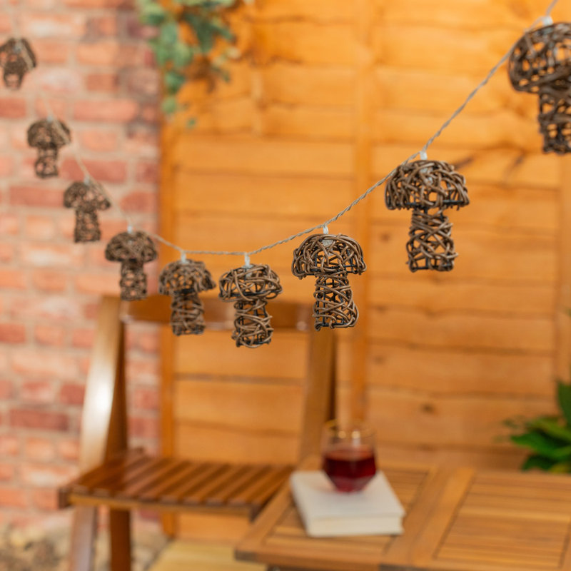 Mushroom Rattan 10 X Battery Operated Outdoor Gard 240cm LED Battery Powered 10 - Bulb Novelty String Light