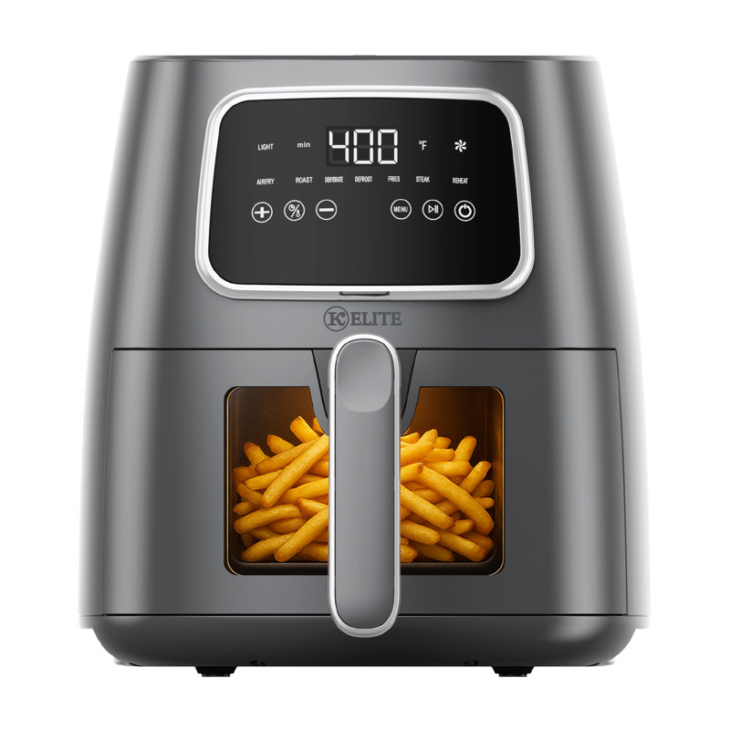 Kitchen Elite 5.5 Qt. Digital Air Fryer, Countertop Cooker with LED Screen, Grey, Gray