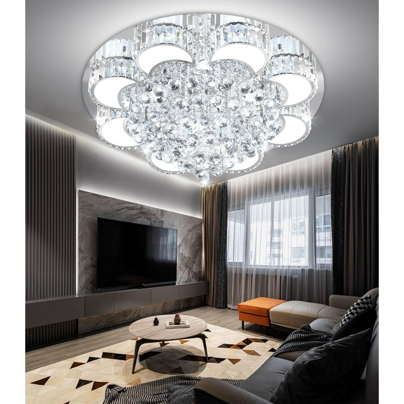 Glam Dimmable Crystal Chandelier, Silver
