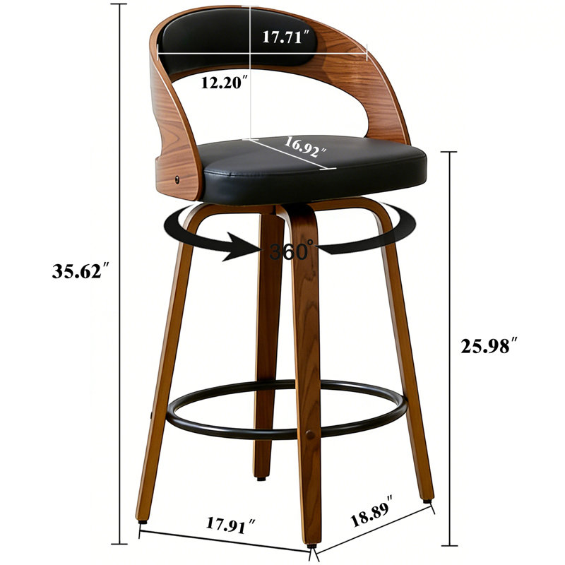 Tabourets pivotants 26 po Modern, Noir, Tabouret de comptoir (assise à une hauteur de 26 