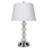 28.5" Tall Metal Table Lamp With Satin Nickel Finish And Orb Design, Linen Shade