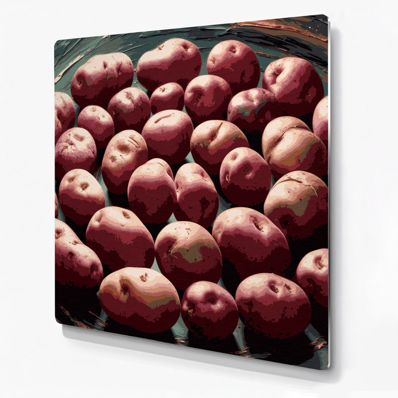 Art mural en métal légumes rouge pomme de terre, H 16 po x l 16 po