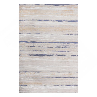 Collection Ivory/Striped Non-Shedding Living Room Bedroom Dining Home Office Stylish And Stain Resistant Area Rug
