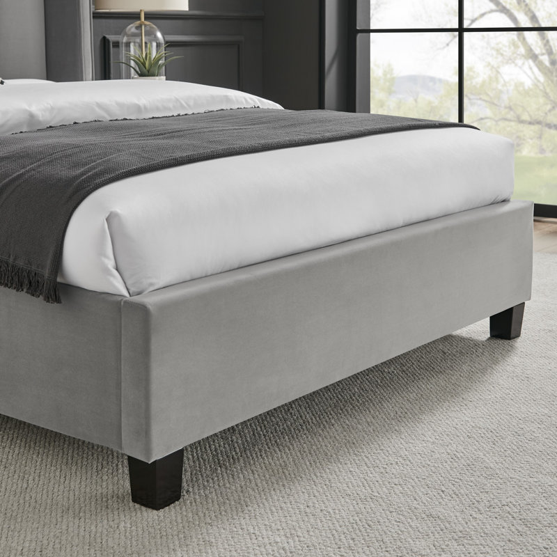 Aley Upholstered Bed, Silver, Double (4'6)