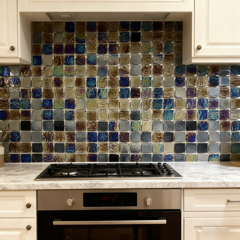 1'' W x 1'' L Glass Tile Mosaic Sheet