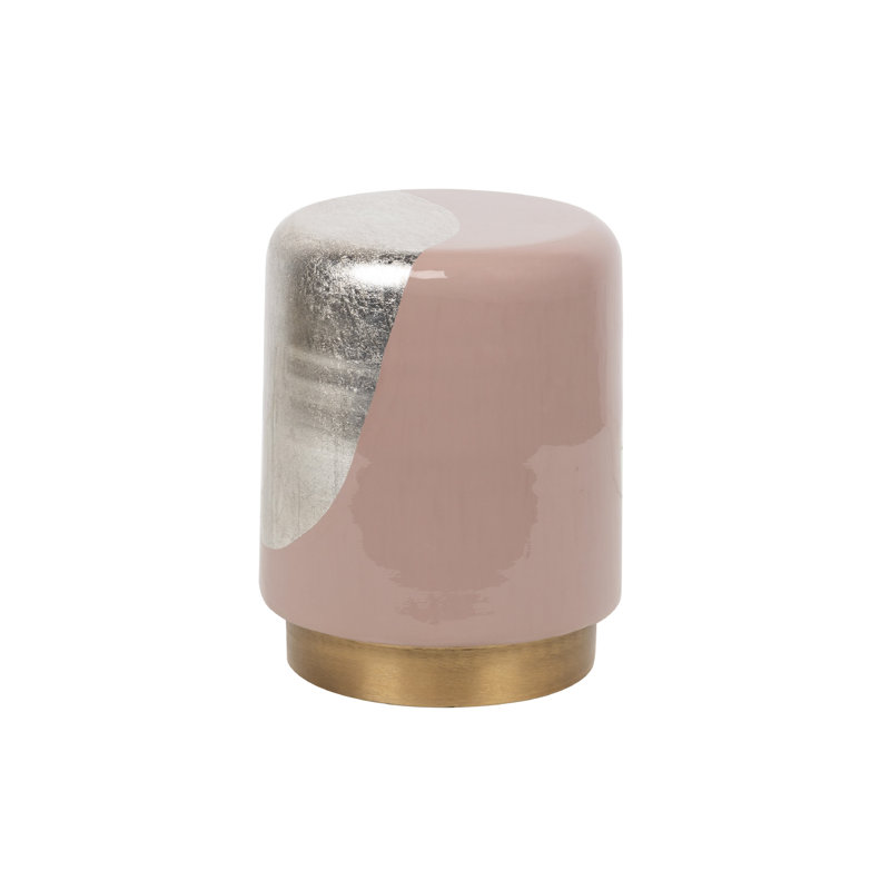 Brass Accent Stool, Pink/Gold