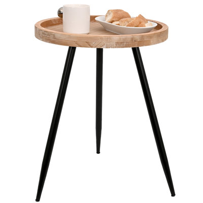 Small Round End Table - Side Table With Solid Wood Top & Sturdy Metal Legs, Space-saving Accent Table For Living Room, Bedroom, Balcony - Easy Assembly, Minimalist Modern Design