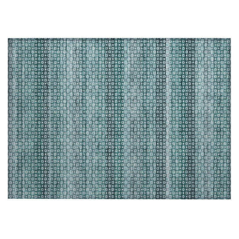 Tapis bleu sarcelle intérieur / extérieur lavable à la machine Christn ACN1425, Rectangle 1 pi 8 po x 2 pi 6 po