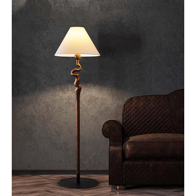 Curved Twisted Frame Fabric Shade Floor Light Fixture