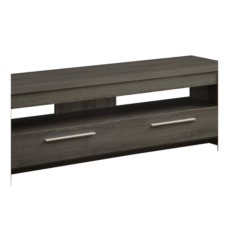 Weathered Grey 59-Inch 2-Drawer TV Console, Dark Gray