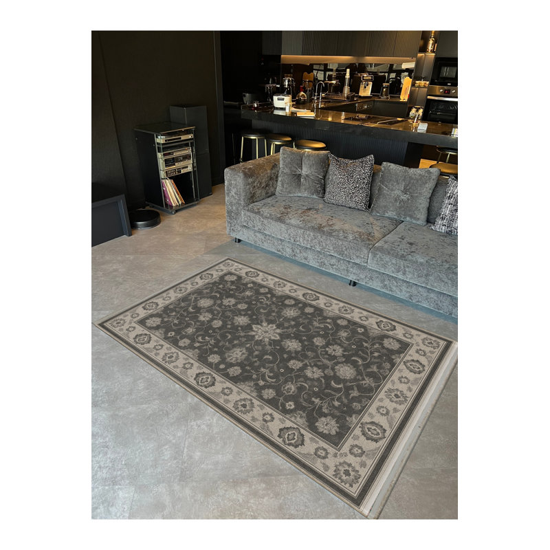 Tapis gris tissé traditionnel Mosso, 2'6" x 4'11"