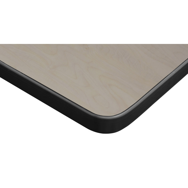 Kee Square Breakroom Table Top, 4 M Stack Chairs, Black, Maple