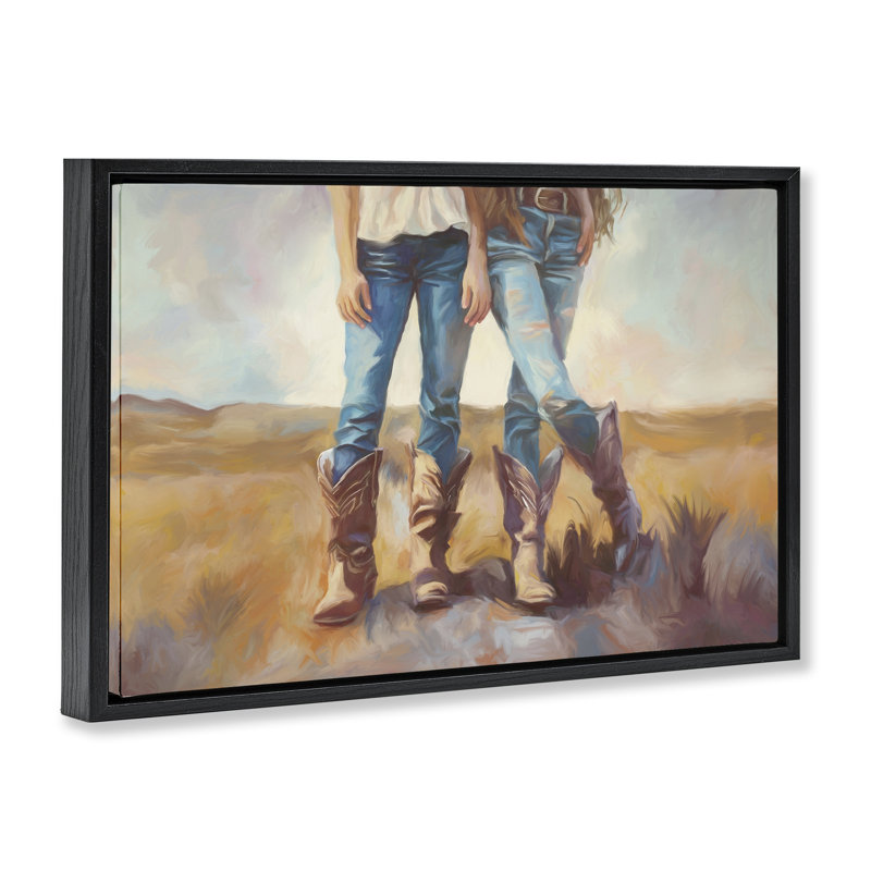 Cadre flottant Tout sur les bottes de cowboy, design par Ramona Murdock, Cadre flottant noir de jais, H 21 po x l 31 po