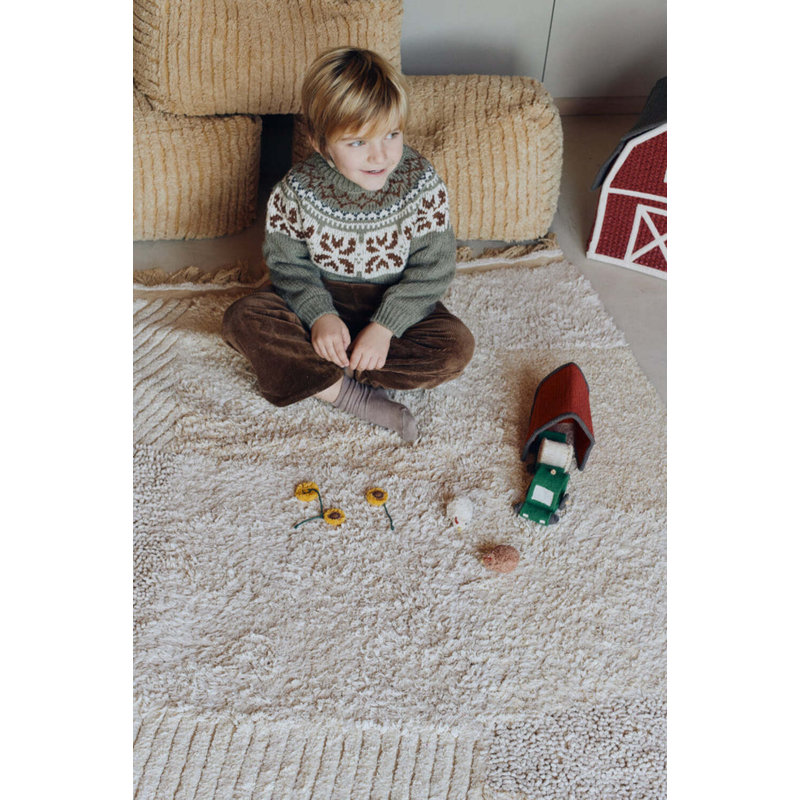Growing Up On A Farm Hand Tufted Cotton Abstract Area Rug